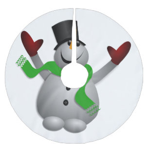 Ein glücklicher Snowman Polyester Weihnachtsbaumdecke