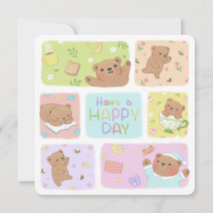 Ein glücklicher Tag: Niedliche Teddybären-Illustra Dankeskarte