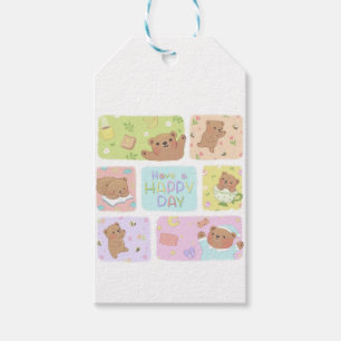 Ein glücklicher Tag: Niedliche Teddybären-Illustra Geschenkanhänger