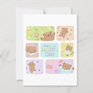 Ein glücklicher Tag: Niedliche Teddybären-Illustra Postkarte
