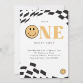 Ein glücklicher Typ 1. Geburtstag Einladung (Vorderseite)
