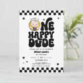 Ein glücklicher Typ 1. Geburtstag Einladung (Stehend Vorderseite)
