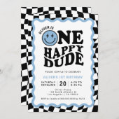 Ein glücklicher Typ | Blue Smile Face Boy 1. Gebur Einladung (Vorne/Hinten)