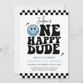 Ein glücklicher TYP Blue Smile Face zum ersten Geb Einladung (Vorderseite)