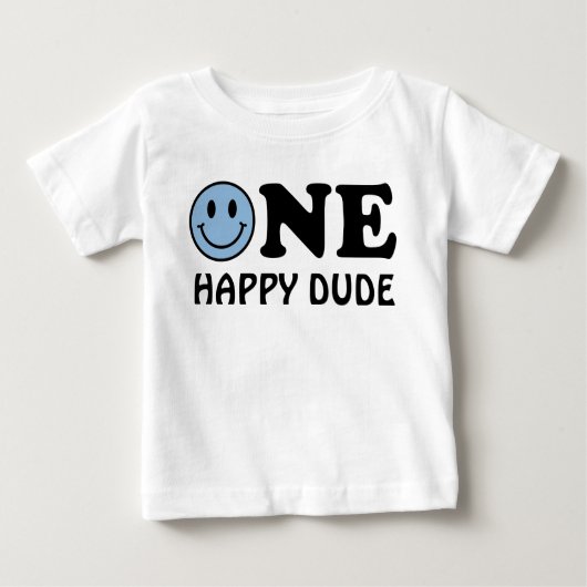 Ein glücklicher Typ | Custom Blue Smile First Gebu Baby T-shirt (Vorderseite)