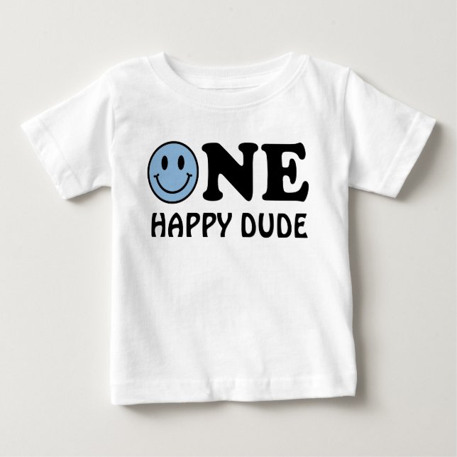 Ein glücklicher Typ | Custom Blue Smile First Gebu Baby T-shirt (Vorderseite)
