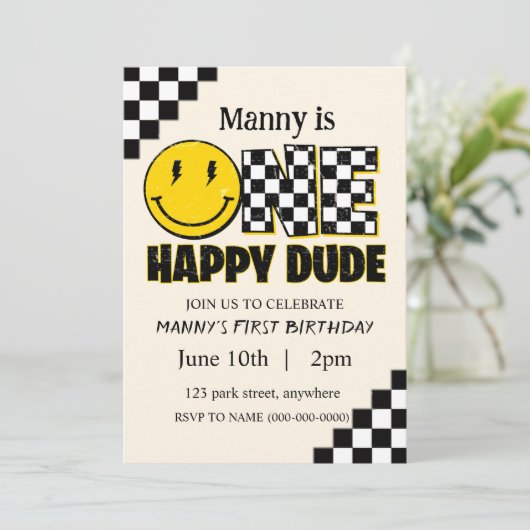 Ein glücklicher Typ Einladung (Stehend Vorderseite)