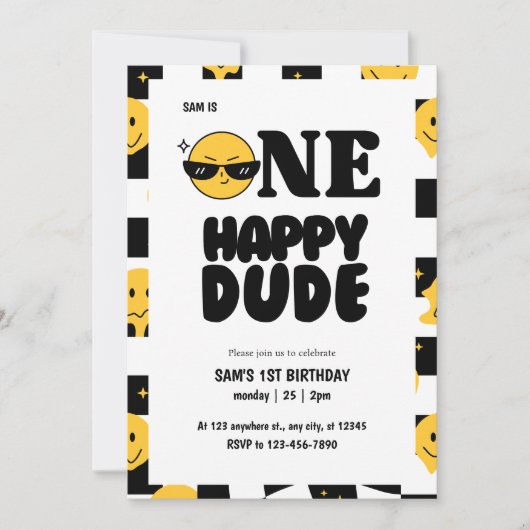 Ein glücklicher Typ erblickte glückliche Emoji 1. Einladung (Vorderseite)