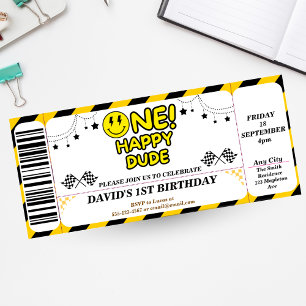 Ein glücklicher Typ Geburtstag Ticket Style Cooler Einladung