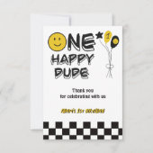 Ein glücklicher Typ Gelbes Lächeln Erster Geburtst Dankeskarte (Vorderseite)