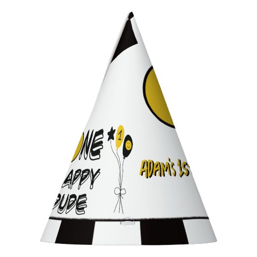 Ein glücklicher Typ Gelbes Lächeln Erster Geburtst Partyhütchen (Links)