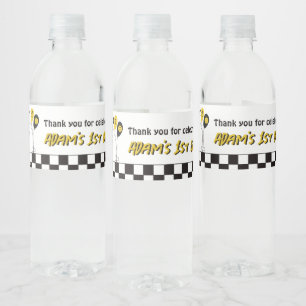 Ein glücklicher Typ Gelbes Lächeln Erster Geburtst Wasserflaschenetikett