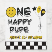 Ein glücklicher Typ Gelbes Lächeln Erster Geburtst Weinetikett (Einzelnes Label)