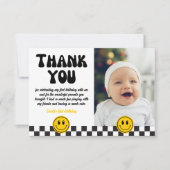 Ein glücklicher Typ lächelnd Gesicht Foto Geburtst Dankeskarte (Vorderseite)