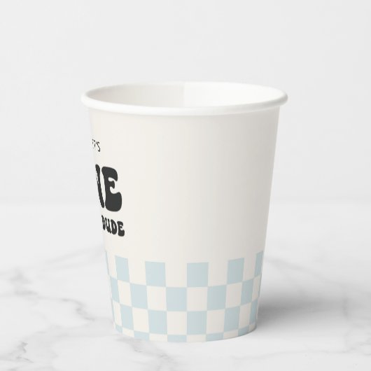 Ein glücklicher Typ lächelt Gesicht ersten Geburts Pappbecher (Links)