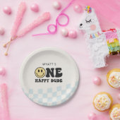 Ein glücklicher Typ lächelt Gesicht ersten Geburts Pappteller (Party)