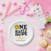 Ein glücklicher Typ Niedlich Retro Happy Face 1. G Pappteller (Party)