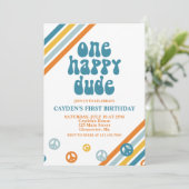 Ein glücklicher Typ Retro Junge Erstgeburt Einladu Einladung (Stehend Vorderseite)