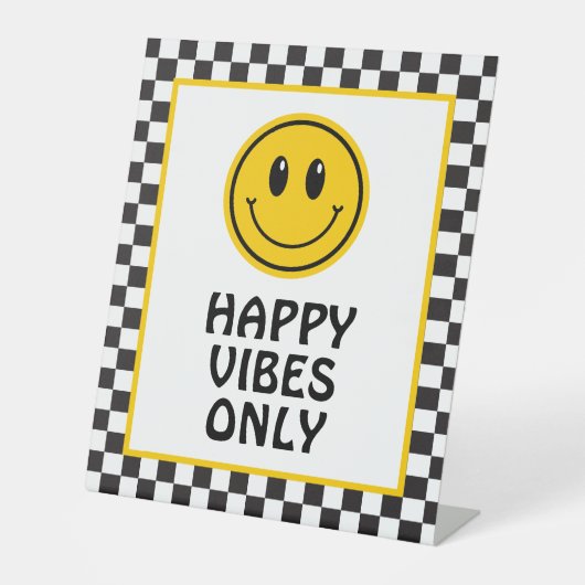 Ein glücklicher Typ Smile Face Table Zeichen Sockelschild (Vorderseite)