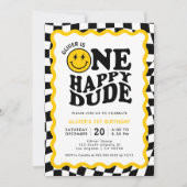 Ein glücklicher Typ | Wavy Smile Face Boy 1. Gebur Einladung (Vorderseite)