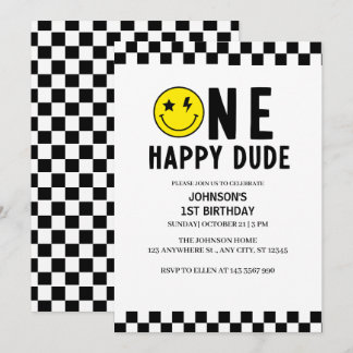 Ein glücklicher Typ zum ersten Geburtstag Einladung