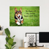 Ein glücklicher und energiegeladener Welsh Corgi W Poster (Heimbüro)