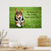 Ein glücklicher und energiegeladener Welsh Corgi W Poster (Küche)