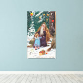 Ein glücklicher Weihnachtsmann mit Weihnachten Leinwanddruck (Insitu (Holzboden))