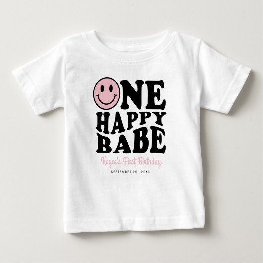 Ein glückliches Babe Custom Smile Face Girl 1. Geb Baby T-shirt (Vorderseite)
