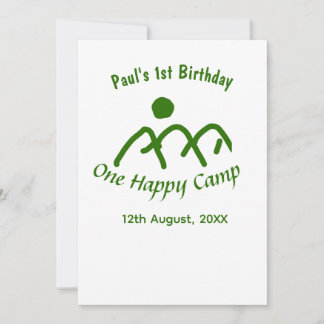 Ein glückliches Camp grüne Bergsonne 1. Geburtstag Einladung