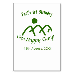 Ein glückliches Camp grüne Bergsonne 1. Geburtstag Tischnummer
