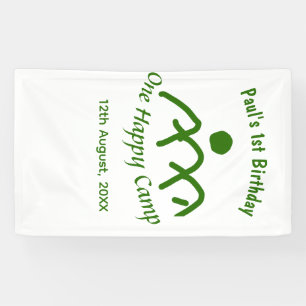 Ein glückliches Camp grüner Berg Sonne 1. Geburtst Banner