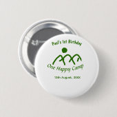 Ein glückliches Camp grüner Berg Sonne 1. Geburtst Button (Vorne & Hinten)