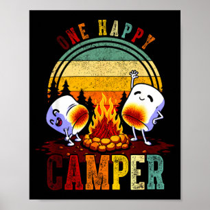 Ein glückliches Camp Retro-Marshmallow-Camping-Tri Poster