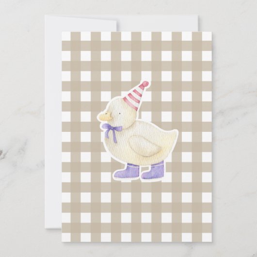 Ein glückliches Duck Gender Neutral ersten Geburts Einladung (Rückseite)