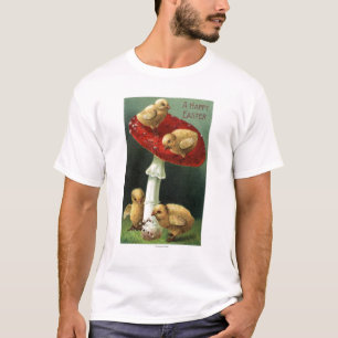 Ein glückliches EasterChicks auf rotem Pilz T-Shirt