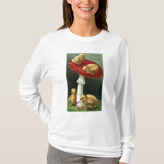 Ein glückliches EasterChicks auf rotem Pilz T-Shirt (Vorderseite)