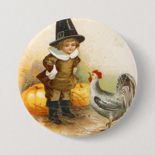 Ein glückliches Erntedankfest Pilgrim und Plymouth Button (Vorderseite)