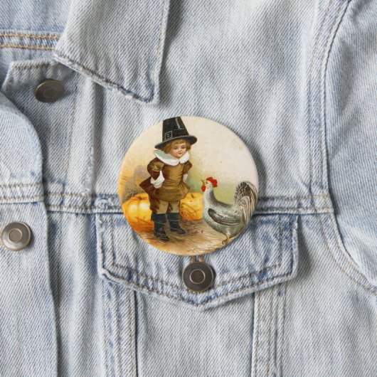 Ein glückliches Erntedankfest Pilgrim und Plymouth Button (Beispiel)