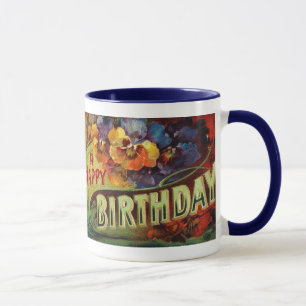 Ein Glückliches Geburtstags-Vintage-Gemälde Tasse