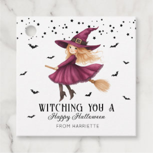 Ein glückliches Halloween-Hexe Geschenkanhänger