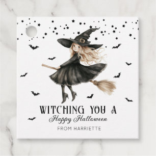 Ein glückliches Halloween-Hexe Geschenkanhänger