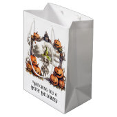 Ein glückliches Halloween Mittlere Geschenktüte (Rückseite Schrägansicht)