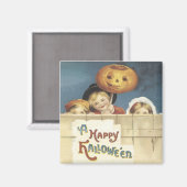Ein glückliches Halloween-Vintages Magnet (Vorderseite/Rückseite)