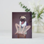 Ein glückliches Kind mit Mops. Postkarte (Stehend Vorderseite)