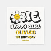 Ein glückliches Mädchen Retrodaisy 1. Geburtstag P Serviette (Vorderseite)