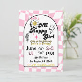 Ein glückliches Mädchen zum Geburtstag Einladung (Stehend Vorderseite)
