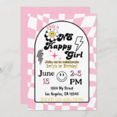 Ein glückliches Mädchen zum Geburtstag Einladung (Vorne/Hinten)