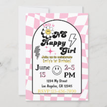 Ein glückliches Mädchen zum Geburtstag Einladung