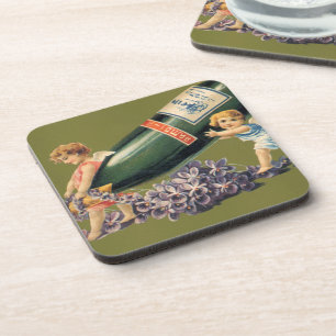 Ein glückliches neues Jahr, Vintage-Engel mit Cham Getränkeuntersetzer